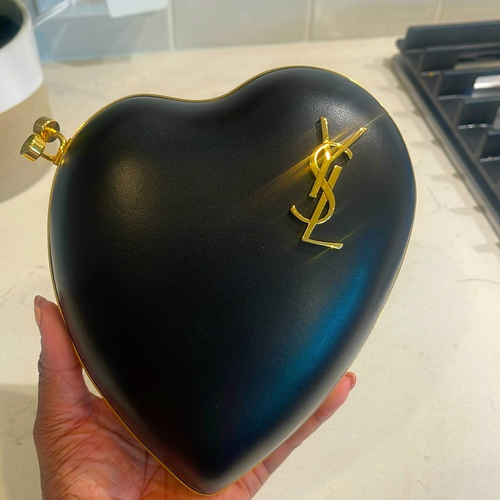 Beautiful heart shaped YSL CLUTCH AND CROSS BODY